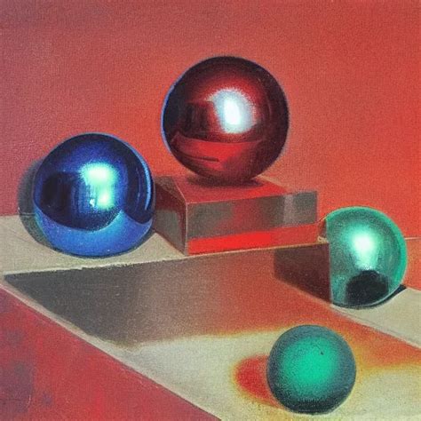 Chrome Spheres On A Red Cube By August Malmstrom Stable Diffusion