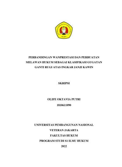 PERBANDINGAN WANPRESTASI DAN PERBUATAN MELAWAN HUKUM SEBAGAI