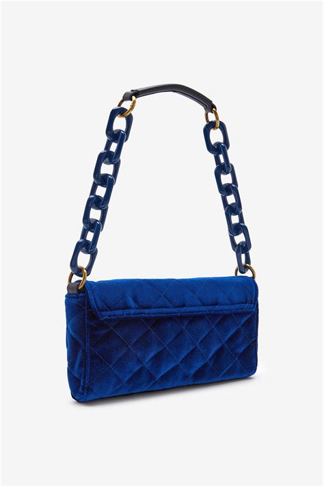 Quilted Velvet Medium Shoulder Bag Cobalt Malìparmi Shop Online