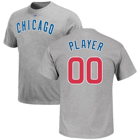 Chicago Cubs Majestic Custom Roster Name And Number T Shirt Gray