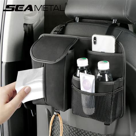 Seametal Car Seat Back Storage Bag Premium Suede Car Organizer Multi