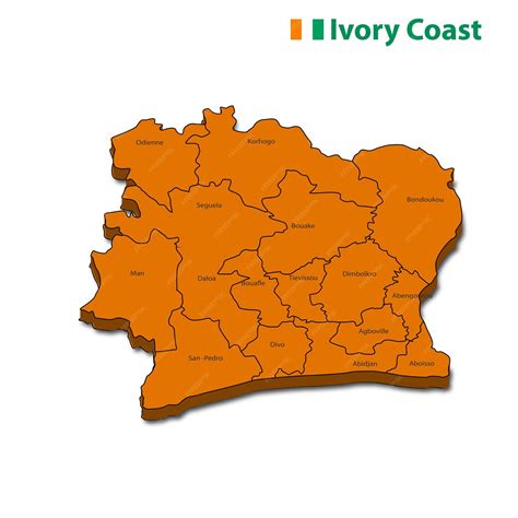 Premium Vector | Ivory coast map. ivory coast 3d vector map. map of