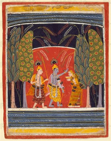 Krishna Making Kubja Beautiful Folio From A Bhagavata Purana Ancient