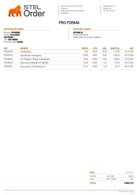 Factura Proforma Que Es Y Para Que Sirve Modelos Y Ejemplos The Best
