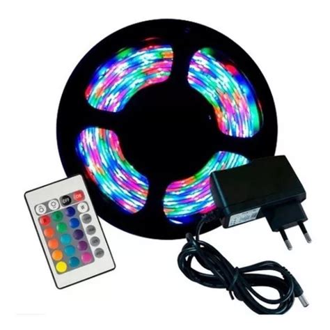 Fita Led Rgb 3528 Rolo 5m Leds Fonte Controle Decoraçao Tensão De