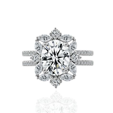 Ct Oval Bezel Setting With Side Stones Moissanite Engagement Ring