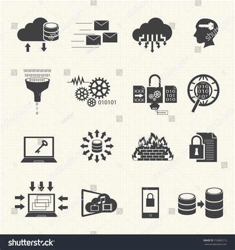 Big Data Icons Set Stock Vector Illustration 153865112 Shutterstock