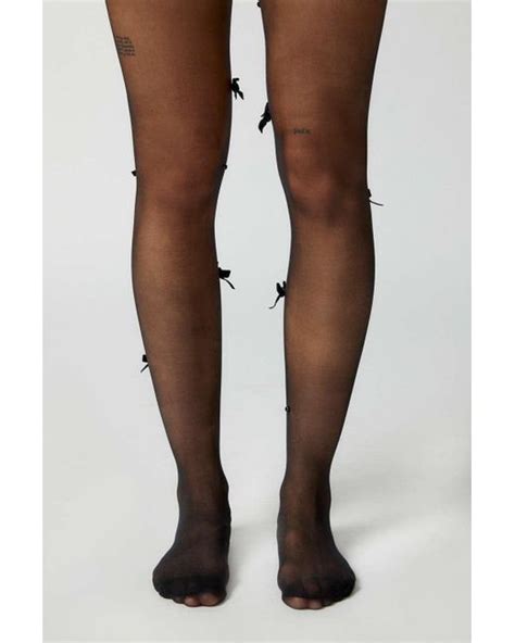 Urban Outfitters Uo 3d Bow Tights In Black Lyst