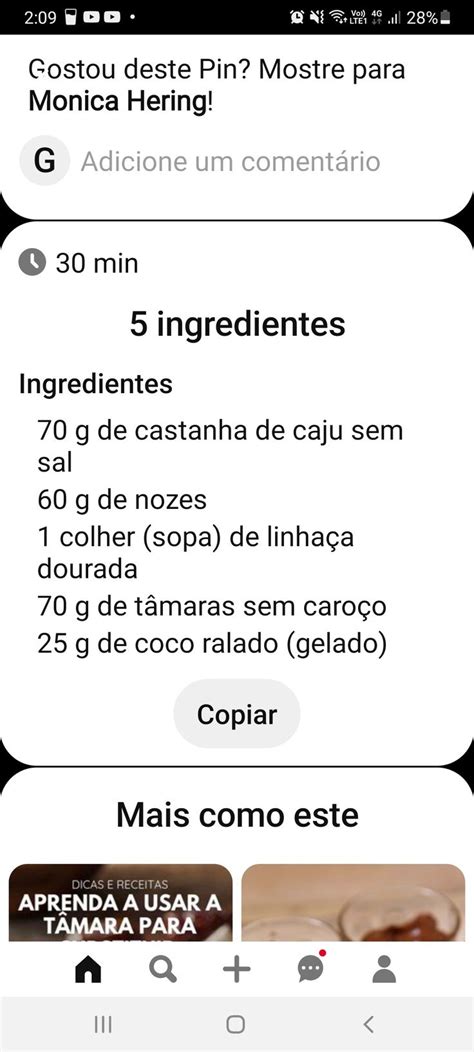 An Iphone Screen Showing The Spanish Language Menu For Food And Drink