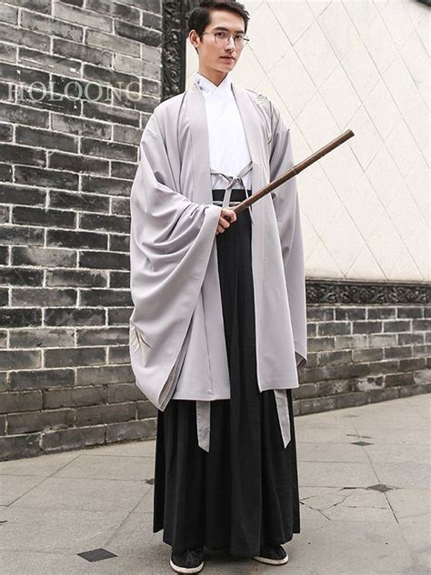 White Embroidered Hanfu Gray Men Clothing Us 32200 Chinese Clothing