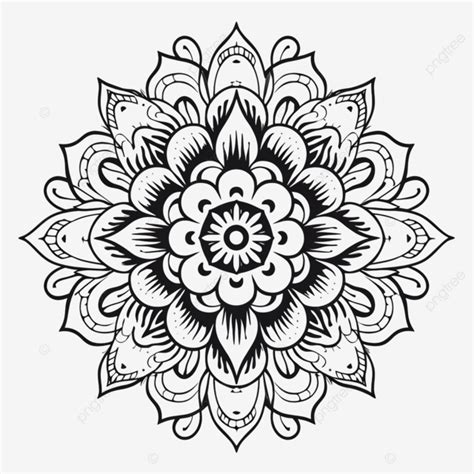 Adorno De Mandala En Blanco Y Negro PNG dibujos Mandalas Decoración