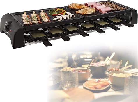 Amazon de Raclette 12 Personen mit Grillplatte Groß Tischgrill