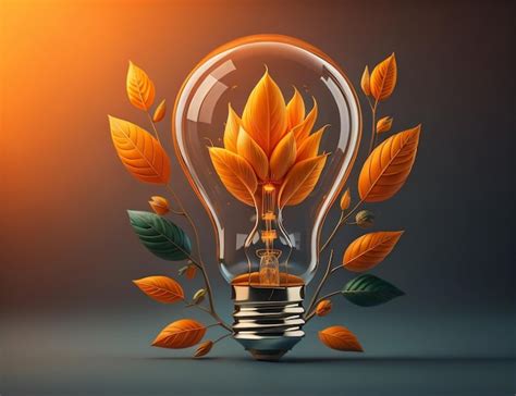 Premium Ai Image A Light Bulb With Leaves Around It And A Flower In