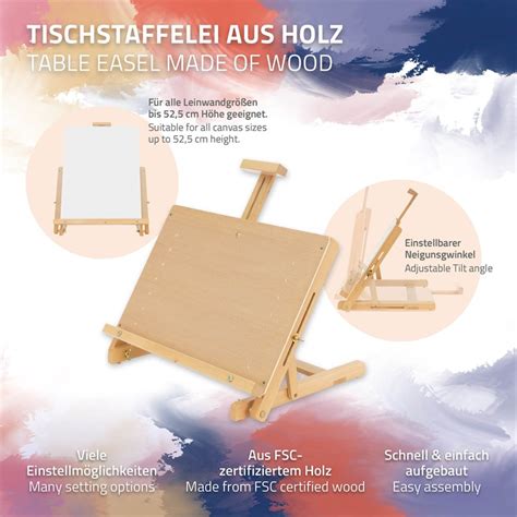 Tischstaffelei Verstellbar Mit H Rahmen X X Cm Natur Aus Holz