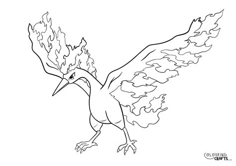 Moltres Pokemon Colouring Page Colouring Crafts