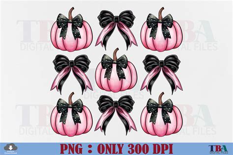 Halloween Coquette Pumpkin Pink Bow Png Graphic By Tba Digital Files