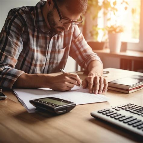 Premium Photo Businessman Working On The Table Using A Calculator To