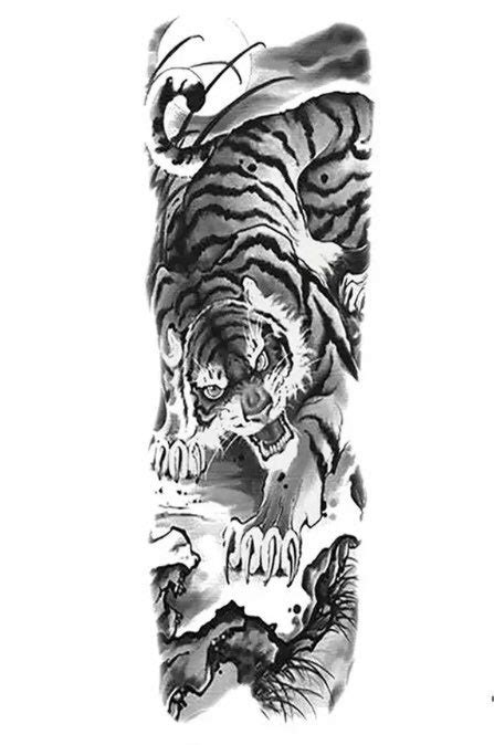 Full Sleeve Tiger Temporary Tattoo Realistic Click for - Etsy