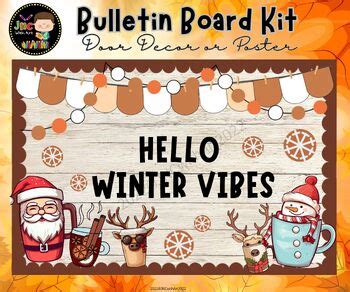 Boho Winter Bulletin Board Kit Hot Cocoa Door Decor Cozy Classroom Editable