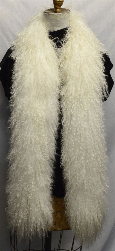 Natural White Mongolian Lamb Tibetan Fur Boa New Made In Usa Etsy