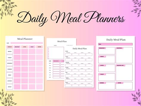 Meal Planner Printable Weekly Meal Planner Daily Meal Planner Grocery List Printable Meal