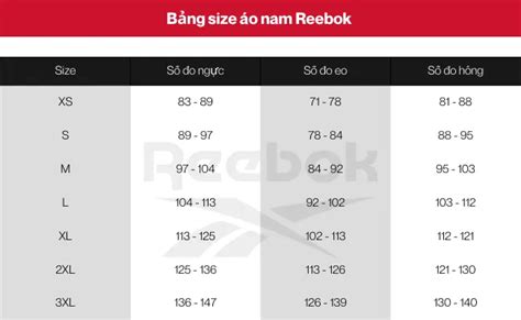 Bảng Size áo Nam Chính Xác Nhất Và Cách Chọn Size áo Phù Hợp Reebok