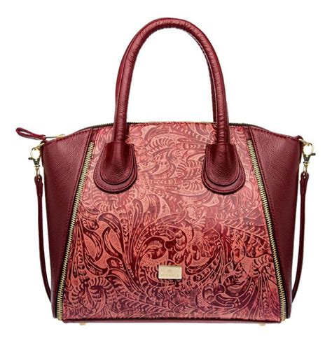 Bolsa Roja De Mujer De Piel Cincelada Bolsa Dama Artesanal Meses Sin