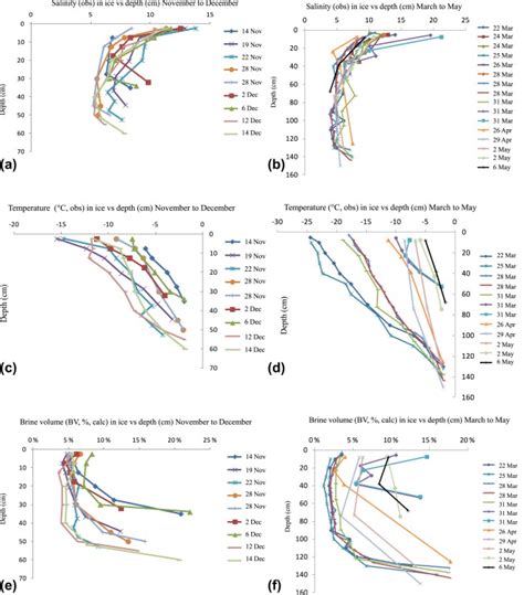 Vertical distribution of sea-ice physical properties: (a, b) bulk ... 
