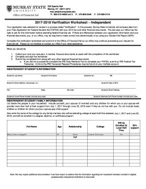 Fillable Online Verification Worksheet Independent Fax Email Print