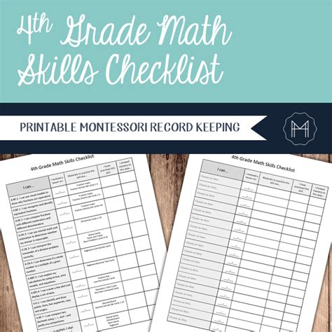 4th Grade Math Skills Checklist Montessori Record Keeping Themodernmontessoriguide