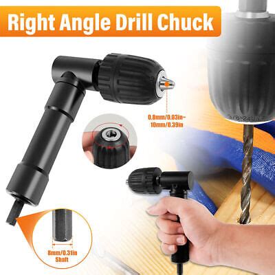 Right Angle Drill Attachment Adapter 90 Degree 8mm Hex Shank Keyless