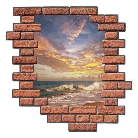 Sticker Muraux Trompe L Oeil Sticker Mural Coucher De Soleil Dans Un