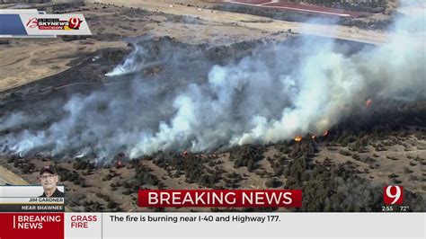 Crews Responding To Large Grass Fire Near I 40 In Shawnee Eastbound Lanes Diverted Due To Smoke