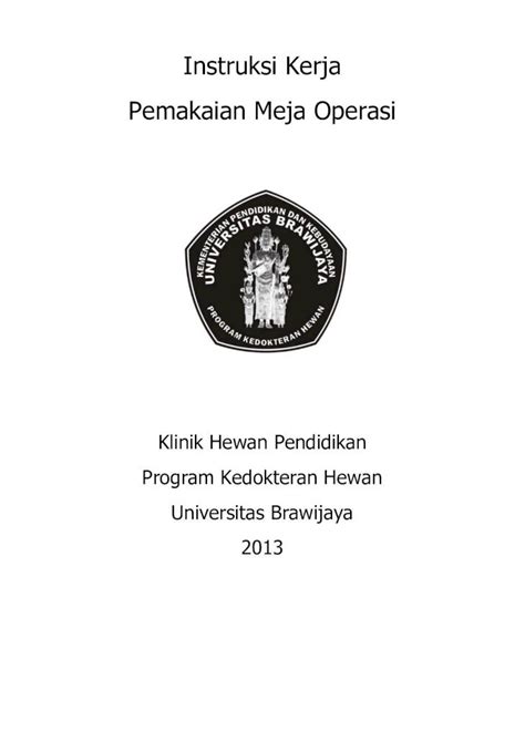 Pdf Instruksi Kerja Pemakaian Meja Operasi Fkh Ub Ac Id Filecara