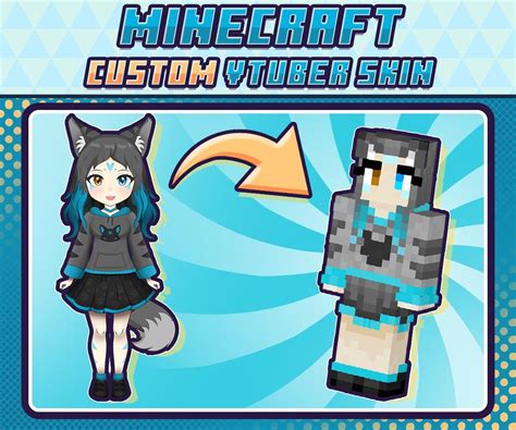 Custom Minecraft Skin Vtuber Furry Pngtuber Youtuber Bedrock And
