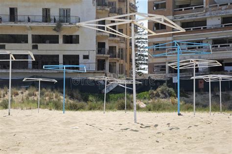 Empty Beach In Varosha Ghost Town In Famagusta Northern Cyprus Stock