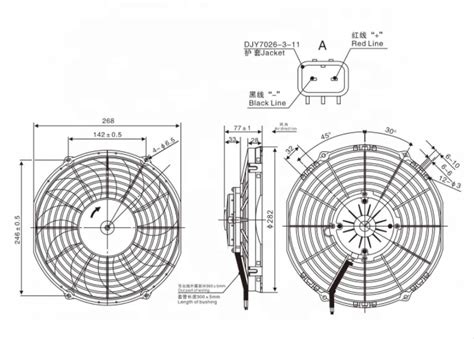 12V 10inch 268mm Brushed DC Condenser Fan Pull Sunlight Motor