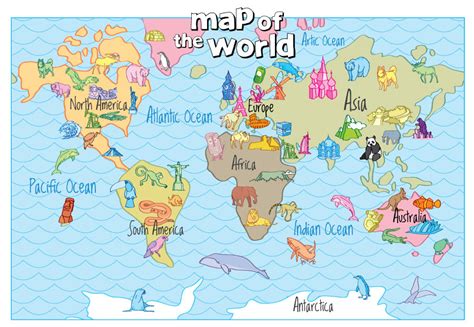 Map Of The World For Kids Printable Free Direct Map