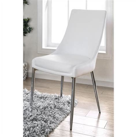 Furniture Of America Dilton Faux Leather Dining Side Chair In White