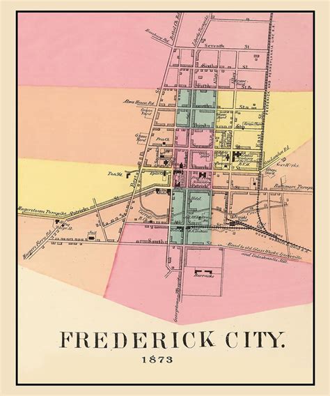 1873 Town Map of Frederick City Maryland - Etsy