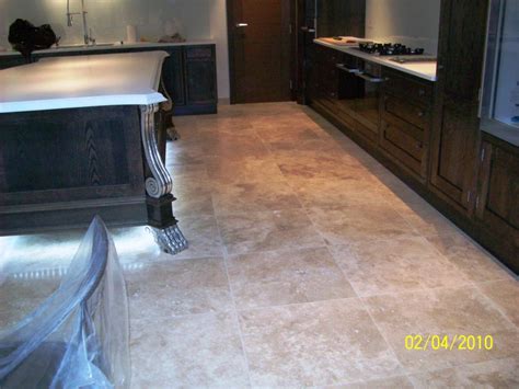 Travertine Tiled Kitchen Floor Cleaning And Sealing Stone Cleaning