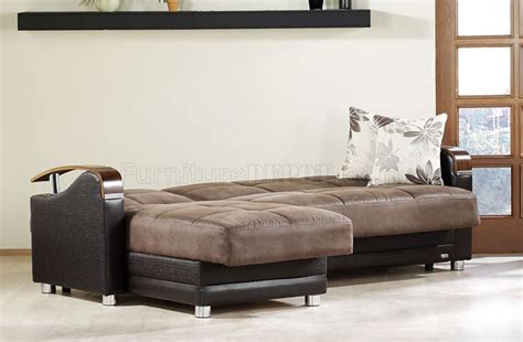 LUNA Sectional Sofa Storage in Chocolate by Sunset