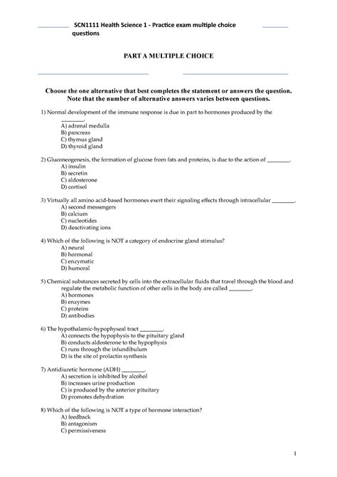 Practice Exam June Questions And Answers Scn Health Science