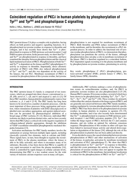 Pdf Coincident Regulation Of Pkcδ In Human Platelets By