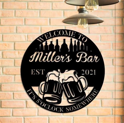 Custom Beer Bar Metal Sign Backyard Patio Home Decor Its 5 Oclock