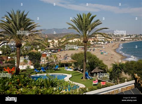 El Bombo Beach In Mijas Costa Malaga Sun Coast Andalusia Spain Stock