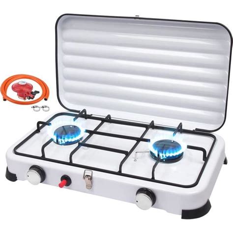 Réchaud Gaz Camping 2 Feux Portable 2 2KW Rechaud Camp Gaz Auto