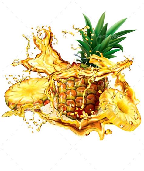 Pineapple Into Of Splashes Juices Pineapple Art Pineapple