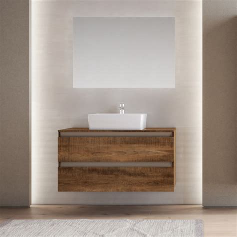 Offerta Mobile Bagno Sospeso Cm Rovere Tabacco Doppio Cassetto