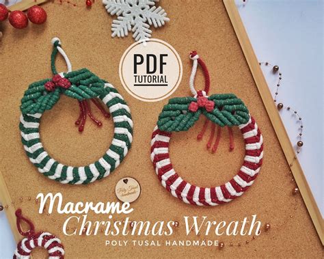 Christmas Macrame Wreath Pattern Tutorial Xmas Ornament Diy Noel